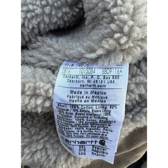 Carhartt Jacket Mens XXXL Bartlett Sherpa 3XL Tan Duck Hooded - Picture 7 of 9